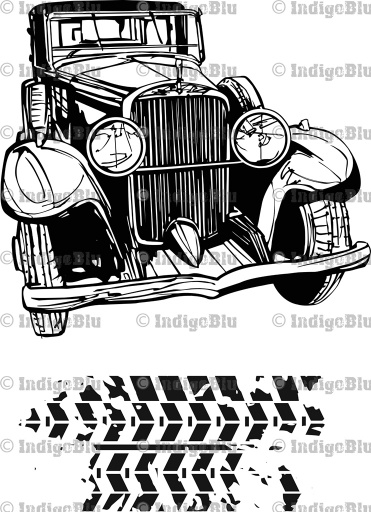 Vintage car and tyre tracks - Digi